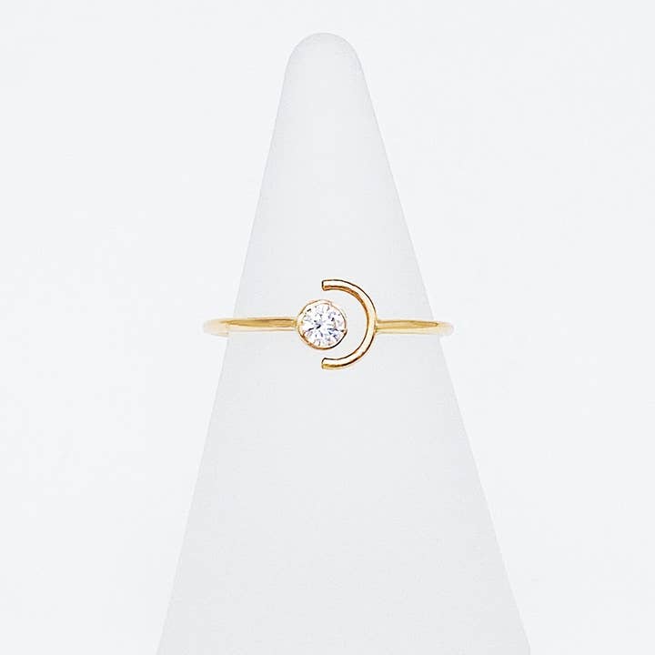 Bague Luna Sol | Bague en or 14 carats avec pierres précieuses pour la vente par From Brooklyn With Love