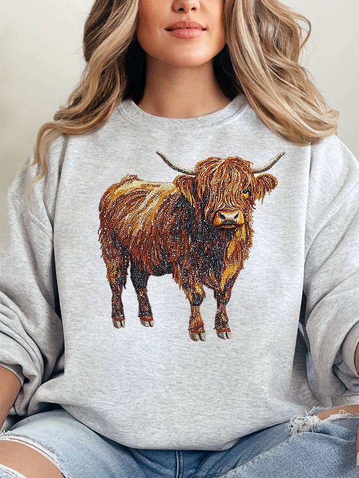 Sweat-shirt unisexe Faux Strass Vache Highland NuBlend pour la vente par Wholesale Accessory Market