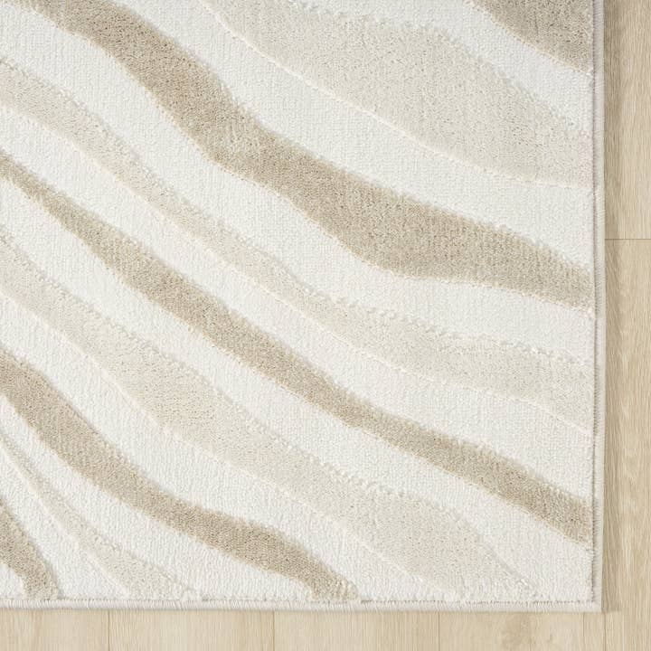 Abani Rugs - Wholesale Area Rug - Abani Neutral NTL190A Cream Beige Wave Area Rug5