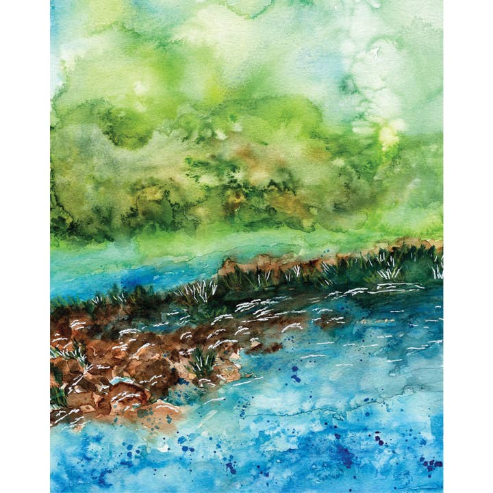 Green Artist Designs - Wholesale Art Print - Abstract Riverside Landscape Art Print1