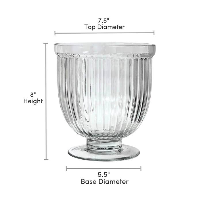 Jacobson - Wholesale Vase - 8"H Crease Pedestal Vase - Clear Glass2