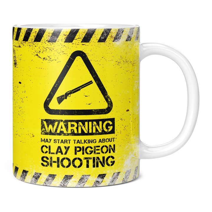 Mug de tir au pigeon d'argile Warning May Start Talking pour la vente par Mug Monster