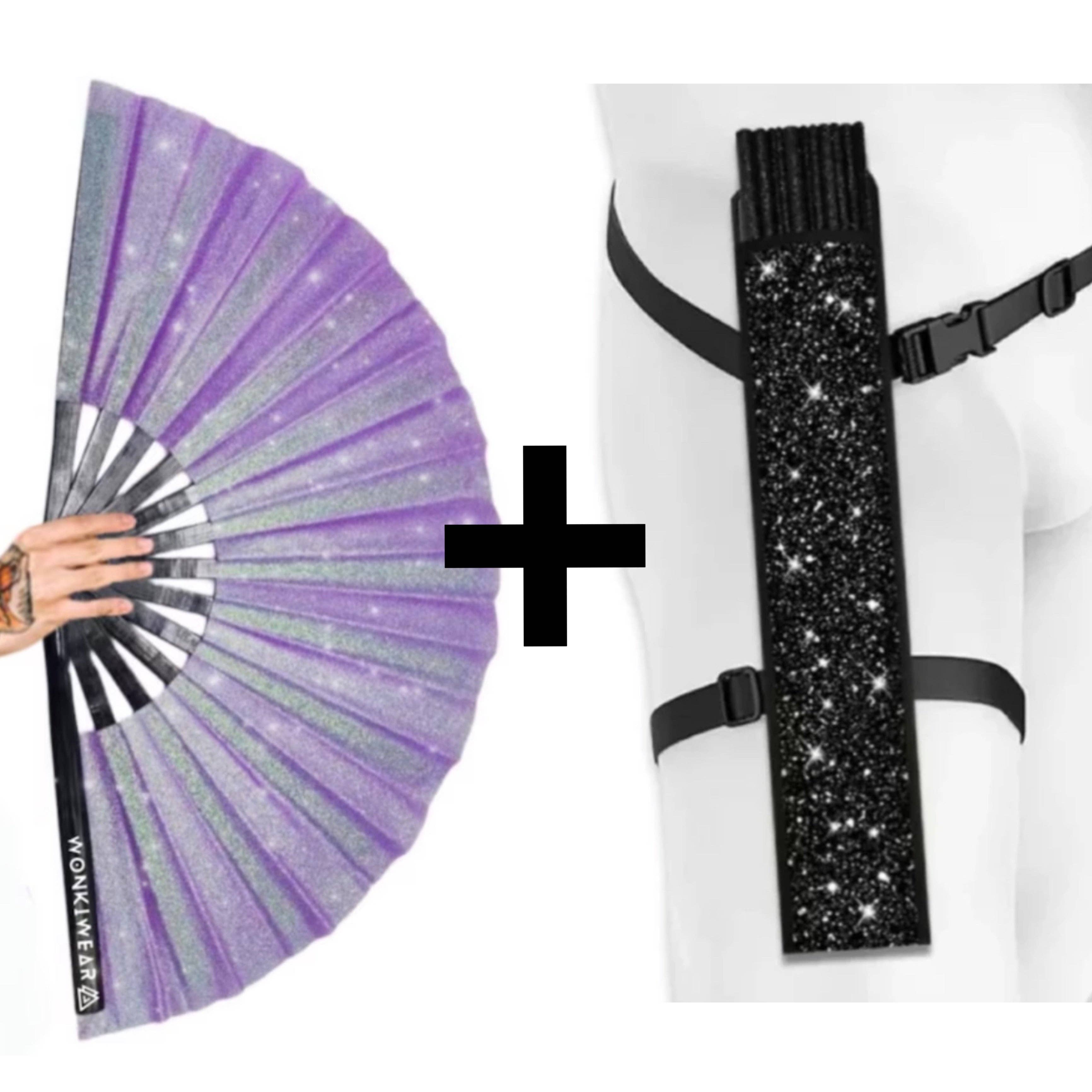 Wonkiwear Ltd - Vente Éventail - XL Festival Fan - Paillettes, Lilas1