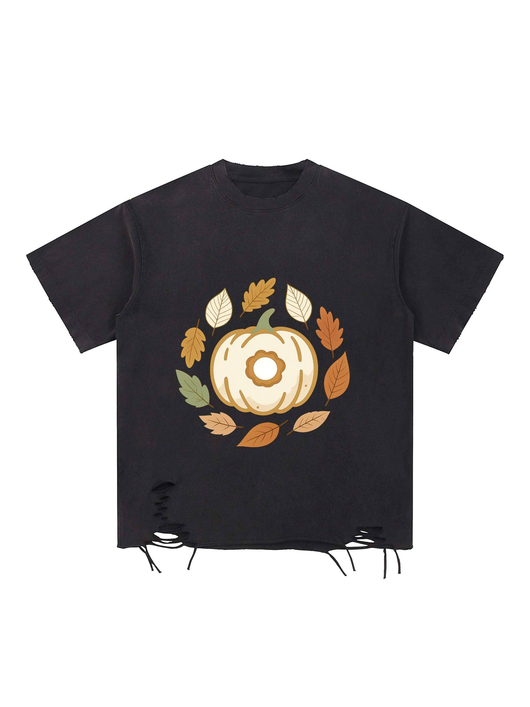 BLACK fall graphic tee, trendy pumpkin t-shirt for wholesale on Faire