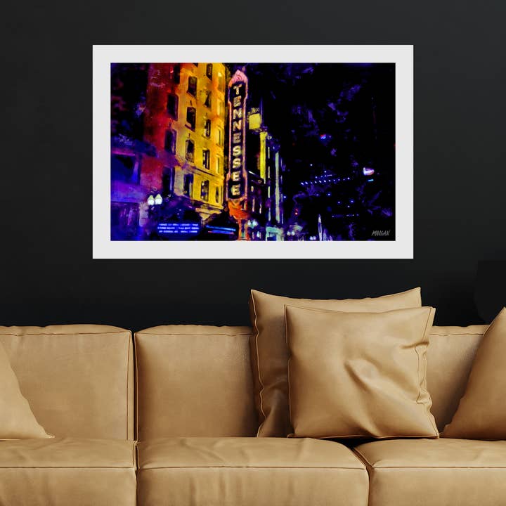 Kunstdrukken van Giclee, Knoxville TN, Gay Street voor wholesale door G.O.A.T House of Creative