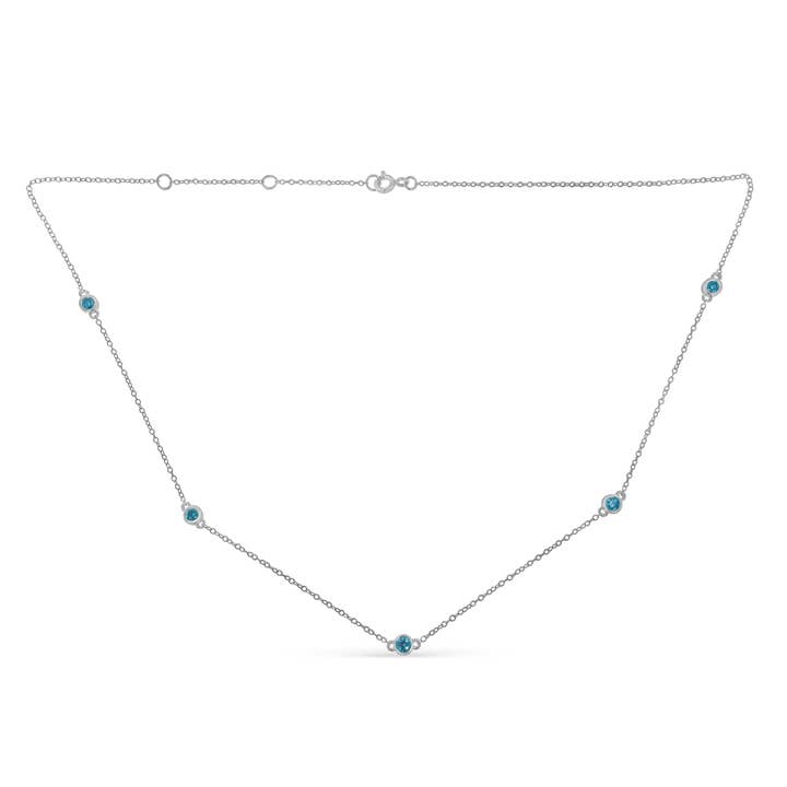 Collana in argento sterling con diamanti blu trattati da 1/2 ct per la vendita all'ingrosso da parte di Infinite Jewels