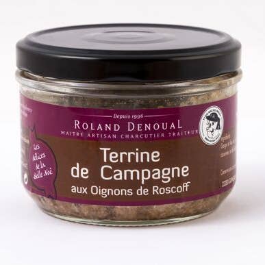 Terrina rustica con cipolla Roscoff AOP 100G per la vendita all'ingrosso da parte di Charcuterie Roland Denoual