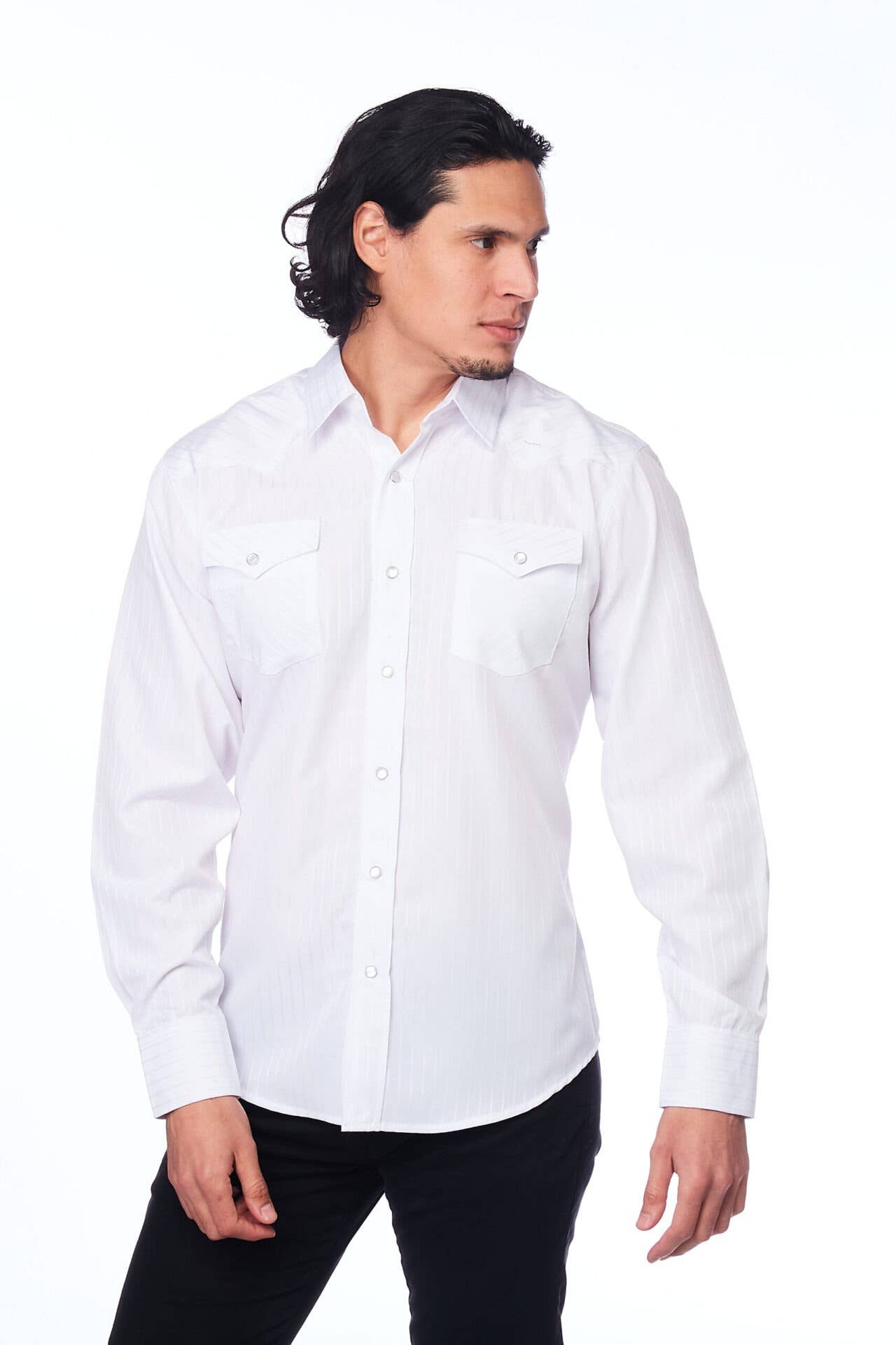 Rodeo Clothing - Wholesale Button Down Shirt - Men's - Men's long sleeve western cotton/poly yarn-dyed plain shirts25