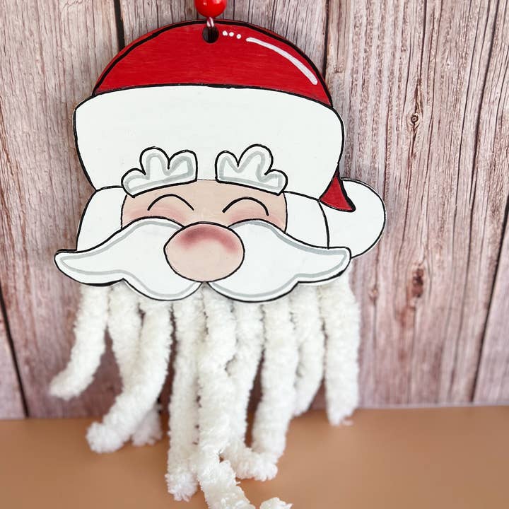 Ornamento de Natal Pintado à Mão do Pai Natal com Barba Fofa por atacado de OBX Prep