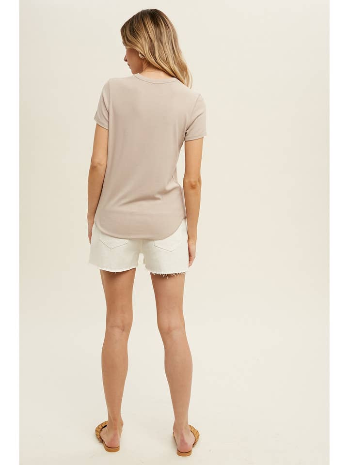 Wishlist Apparel - Wholesale T-Shirt - Women's - RIBBED KNIT BASIC T-SHIRT / WL18-171411