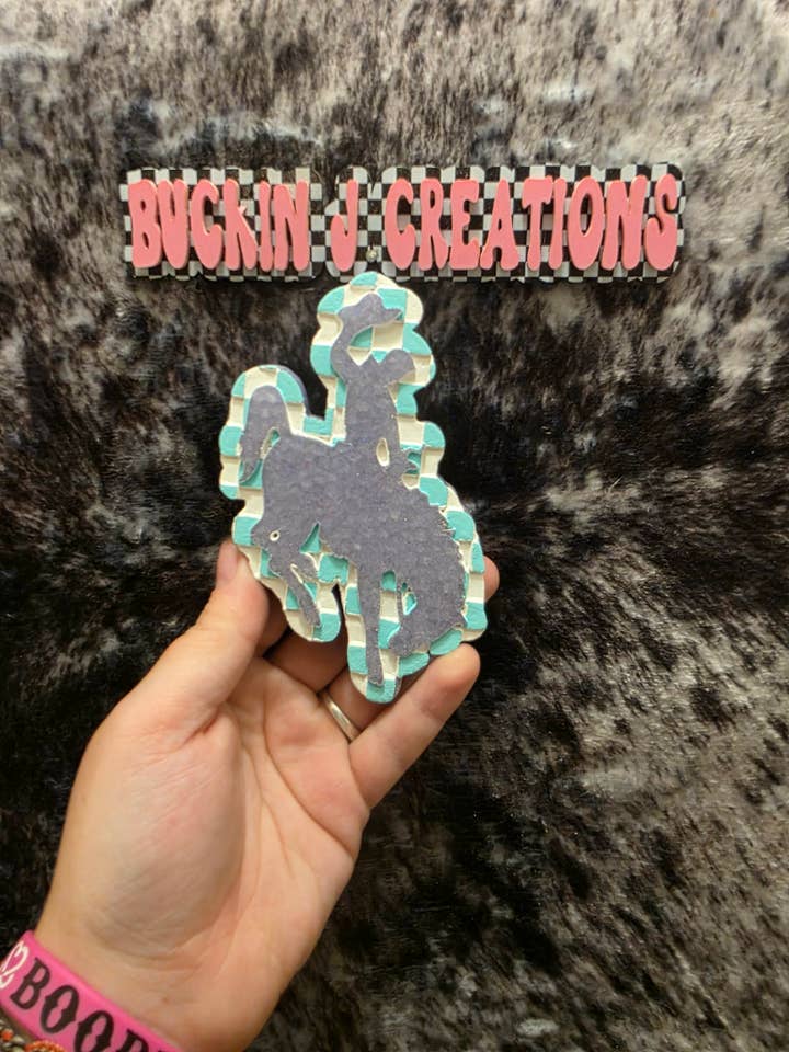 Wyoming Cowboy Checkered Handmade Car Air Freshener for wholesale by Buckin J Creations