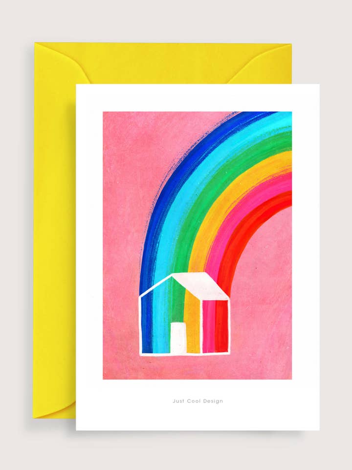 Rainbow House mini konsttryck | Illustration anteck för wholesale av Just Cool Design