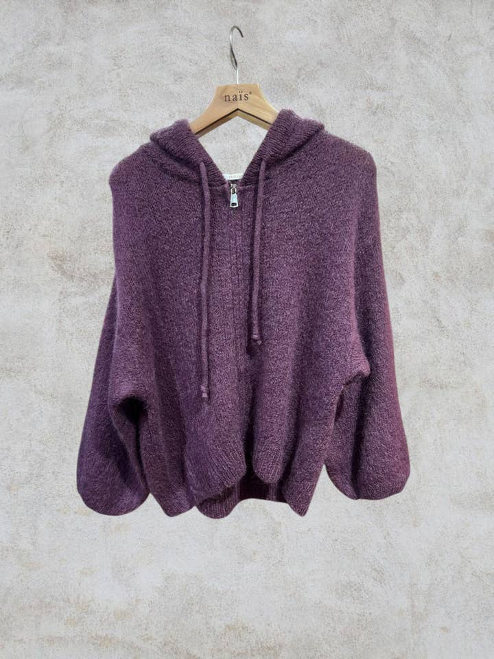 NAÏS PARIS - Wholesale Cardigan - Women's - Zip-up cardigan with hood in mohair and wool16