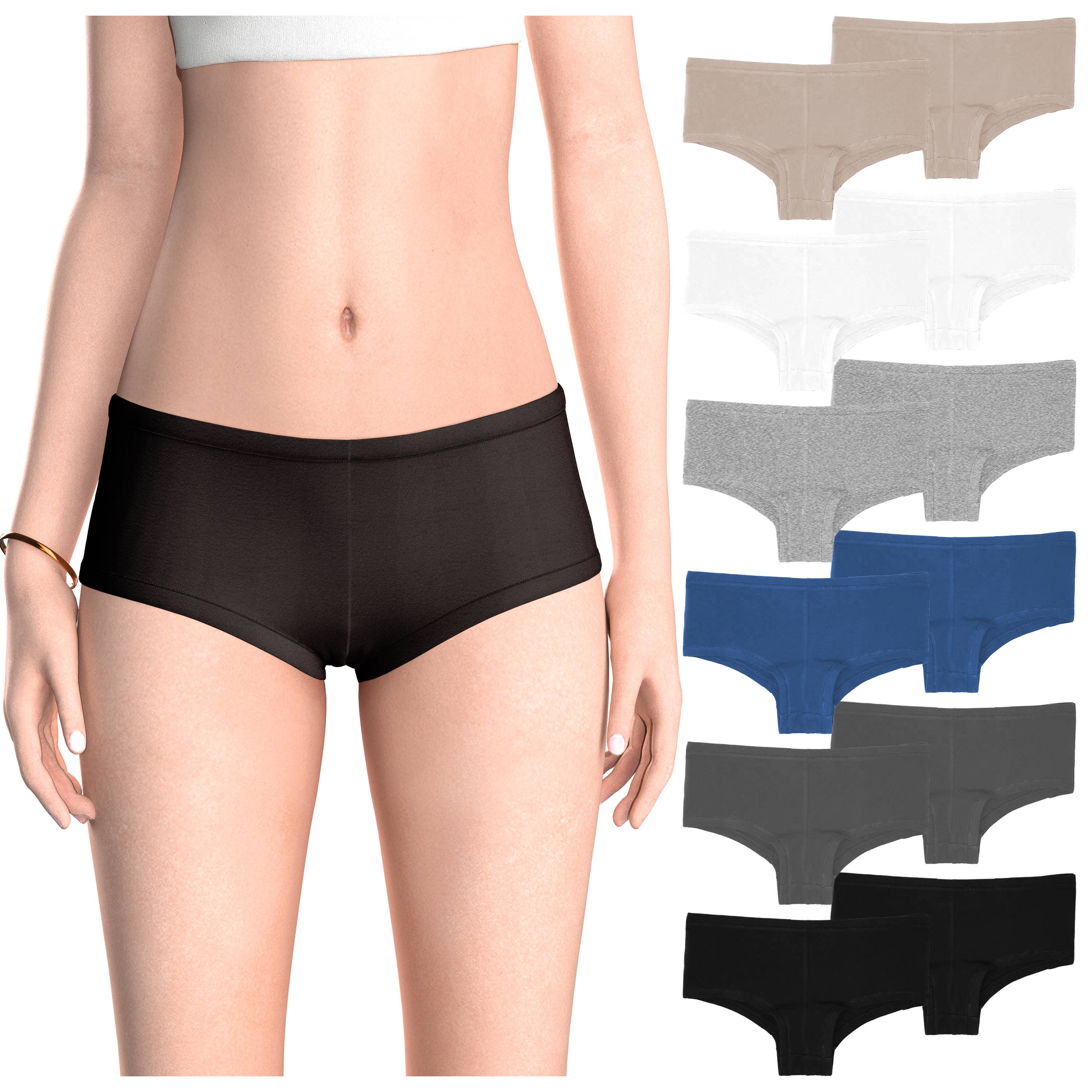 I-Wear Brands - Vendita all'ingrosso Intimo - Donna - Confezione da 12 slip da donna Basic Boyshort in cotone7
