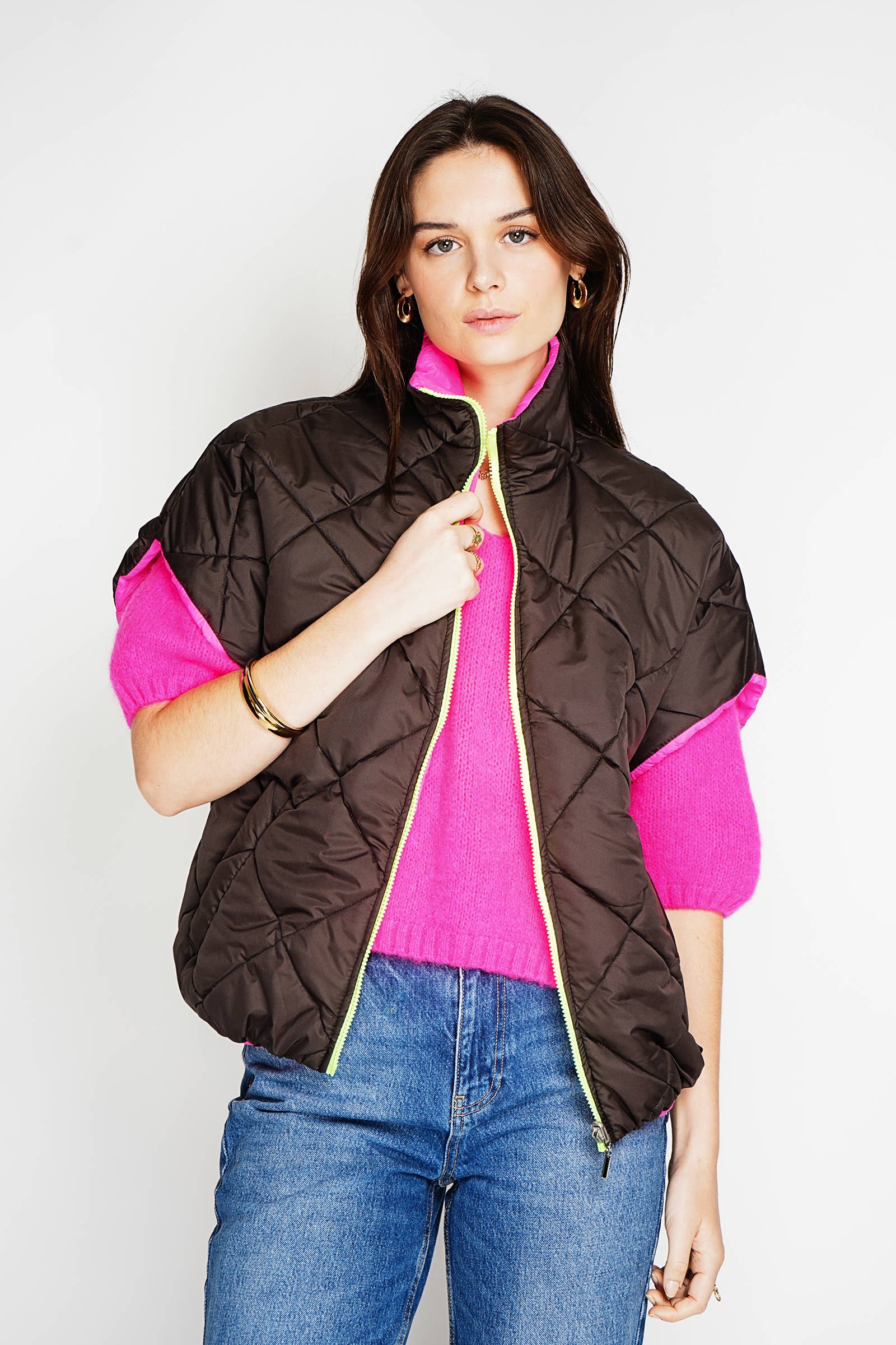 NOELINE - Wholesale Puffer Jacket - Women's - Reversible quilted jacket 8858-UNI1