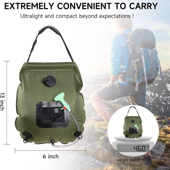 VIGOR - Wholesale Beach accessories - Solar Portable Shower Bag, 5 Gal/20L Solar Heating Camping2