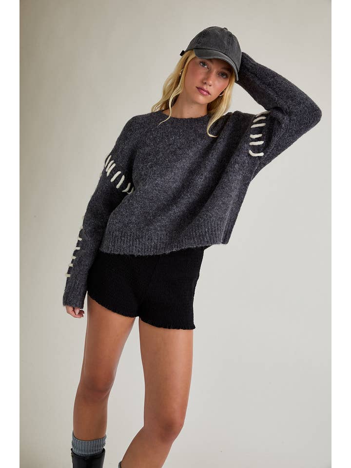 LE LIS - Wholesale Knit Sweater - Women's - STITCH DETAIL SWEATER TOP16