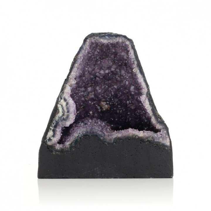 Amethyst geode with small central calcite for wholesale by UniArt