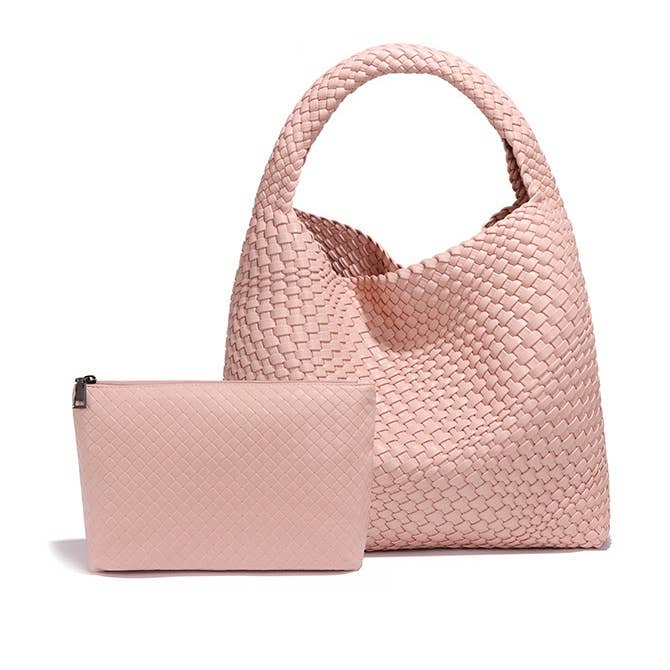 PEACH ACCESSORIES - Wholesale Top Handle Bag - Women's - Large Weave Two in One Handbags B16838
