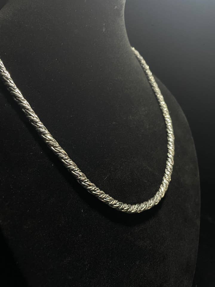 Mix Solid Sterling Sterling Silver Elegant Twisted Artisan Foxtail Necklace for wholesale by Regul Silver