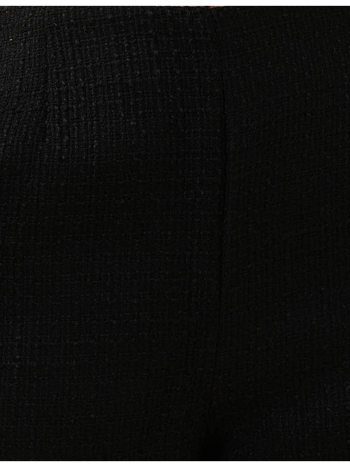 Black Ladies Solid Color Back Bowknot Tweed Top & Shotrs Set for wholesale on Faire