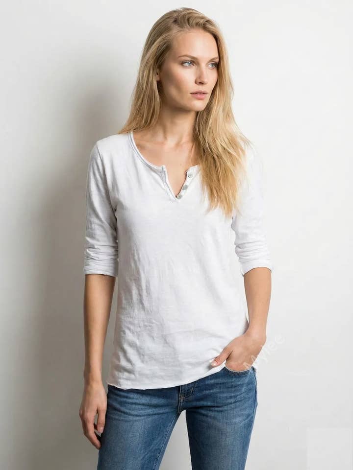 Camiseta cuello tunecino de manga larga @9925_TColTunisien para venta al por mayor de Mimi & Gogo