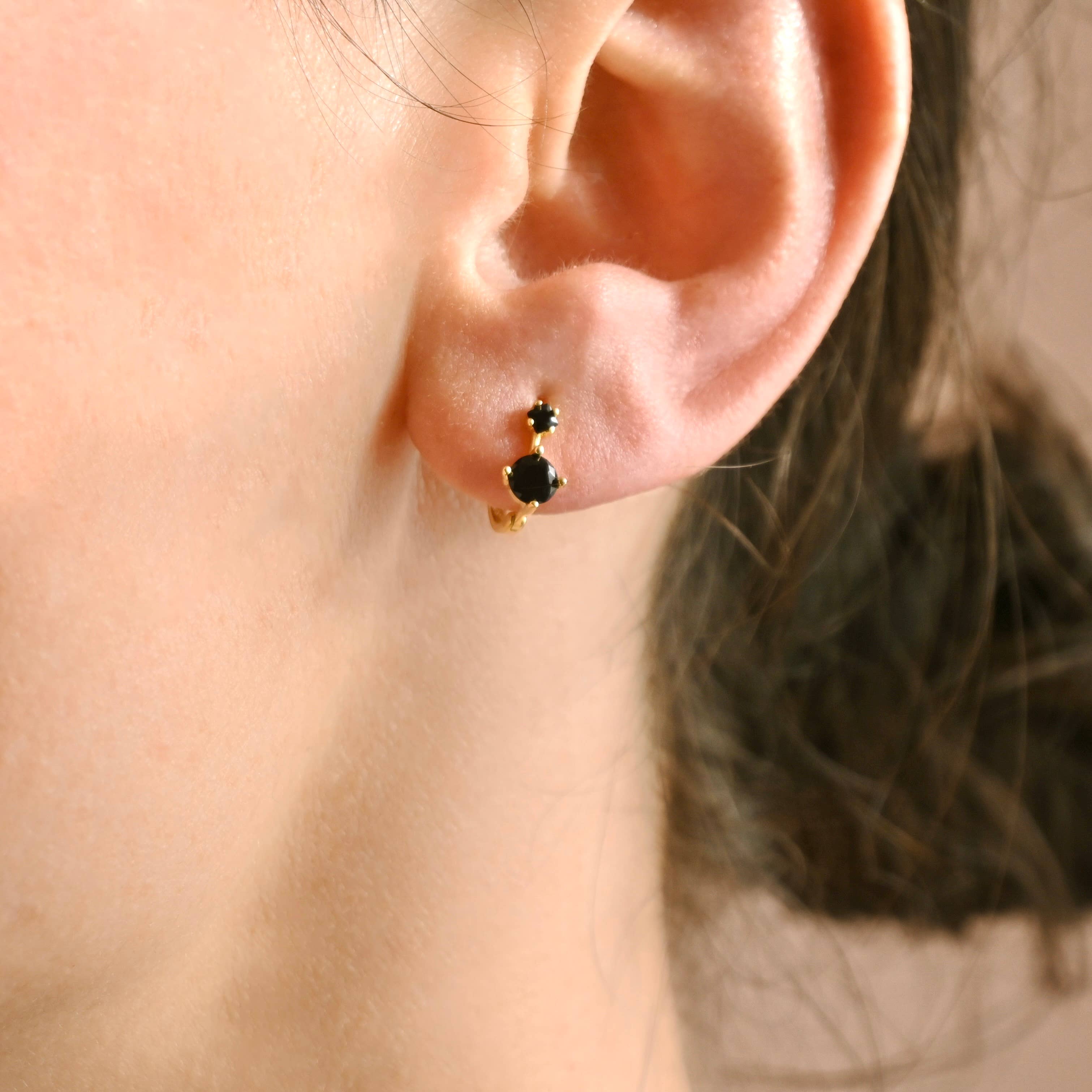 Blueyejewelry - Wholesale Huggie Earrings - Double Diamond Huggies - Sterling Silver CZ Huggie Earrings3