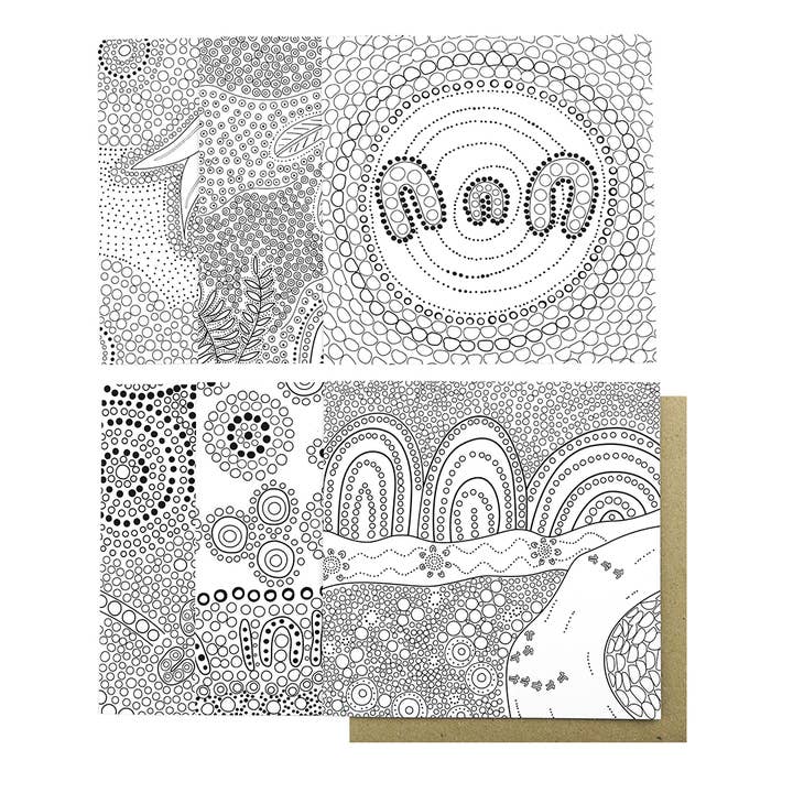 Earth Greetings - Wholesale Everyday Greeting Card - Colouring Cards Pack - First Nations Art8