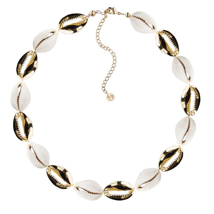 Gargantilha de acento de concha de metal mini mista - ouro por atacado de Adriana Pappas Designs