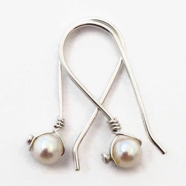 Pearl Sterling Silver Dangle Earrings for wholesale by Maribelle Campa