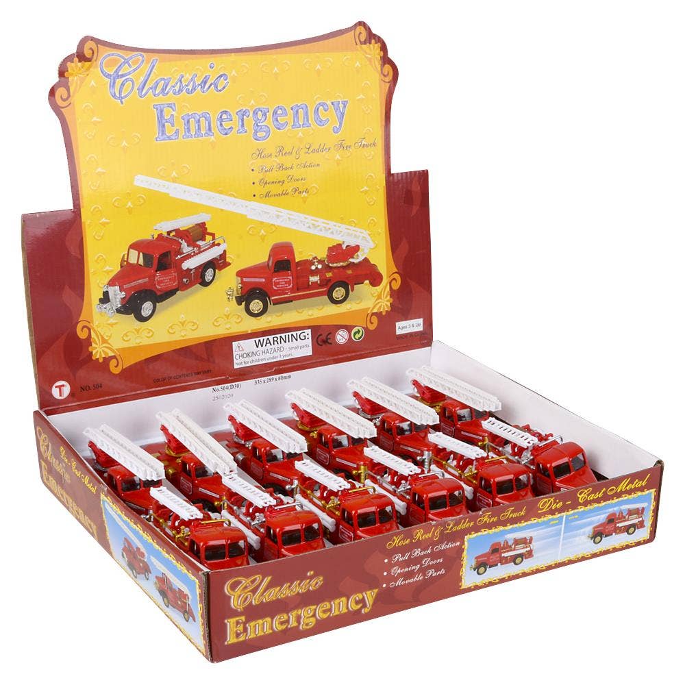The Toy Network - Wholesale Toy Car/Truck - Kids - 5" Diecast Pull Back Classic Fire Truck9