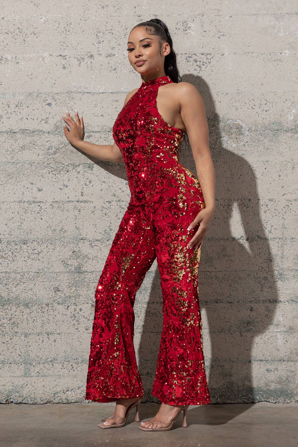 Melrose with Love - Wholesale Jumpsuit - Women's - BELL BOTTOM STRETCHY VELVET SEQUINS JUMPSUIT4