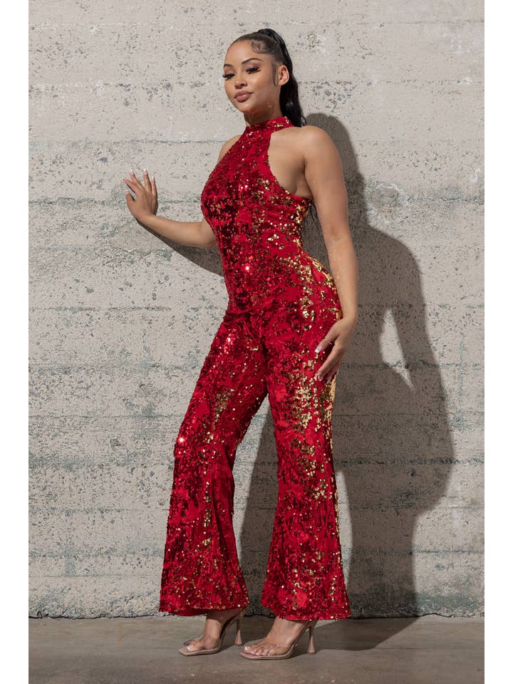 Melrose with Love - Wholesale Jumpsuit - Women's - BELL BOTTOM STRETCHY VELVET SEQUINS JUMPSUIT4