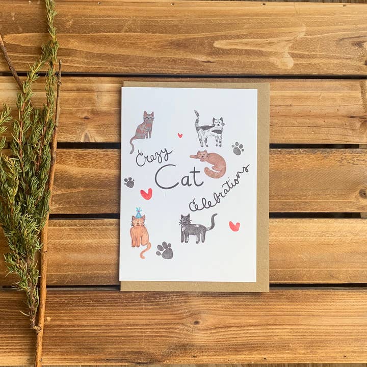 Crazy Cat Celebrations for wholesale by PaperTwigs Designs