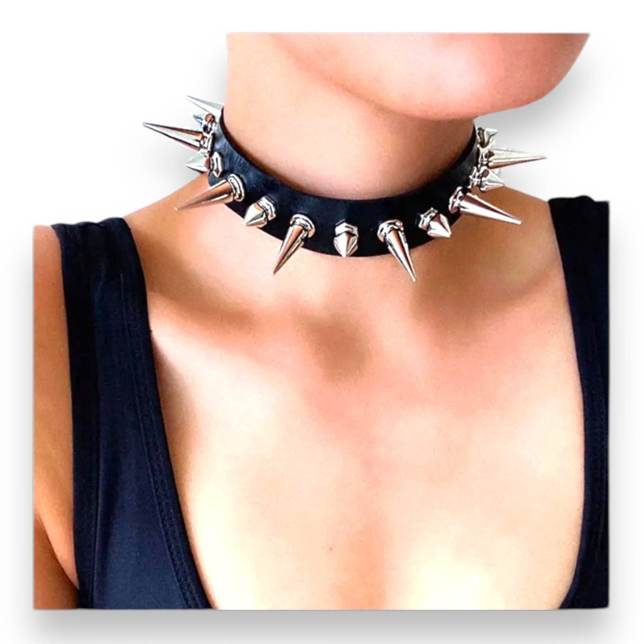 Kinky Pleasure - Wholesale Choker/Collar - Kinky Pleasure - T158 - Extreme Spiked Choker4
