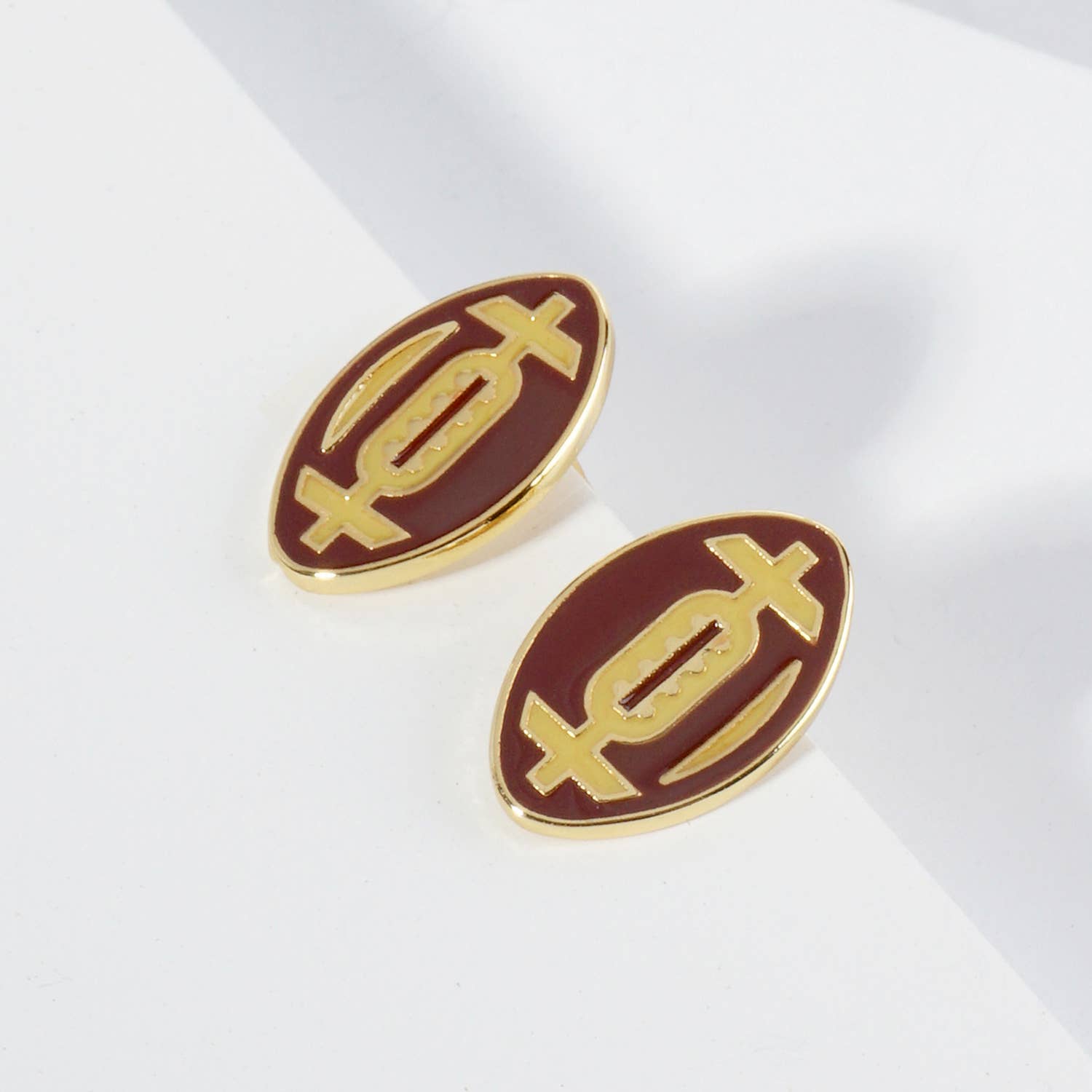Lou & Co - Wholesale Stud/Post Earrings - Enamel Football Stud Earrings28