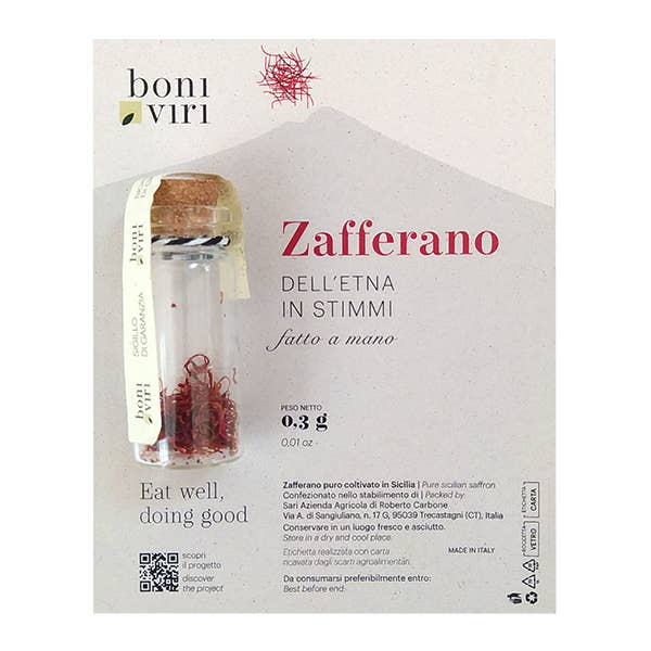 Boniviri BCorp – Engroshandel Tørret krydderi – Ren safran i pistiller dyrket på Sicilien - 0,3 g
