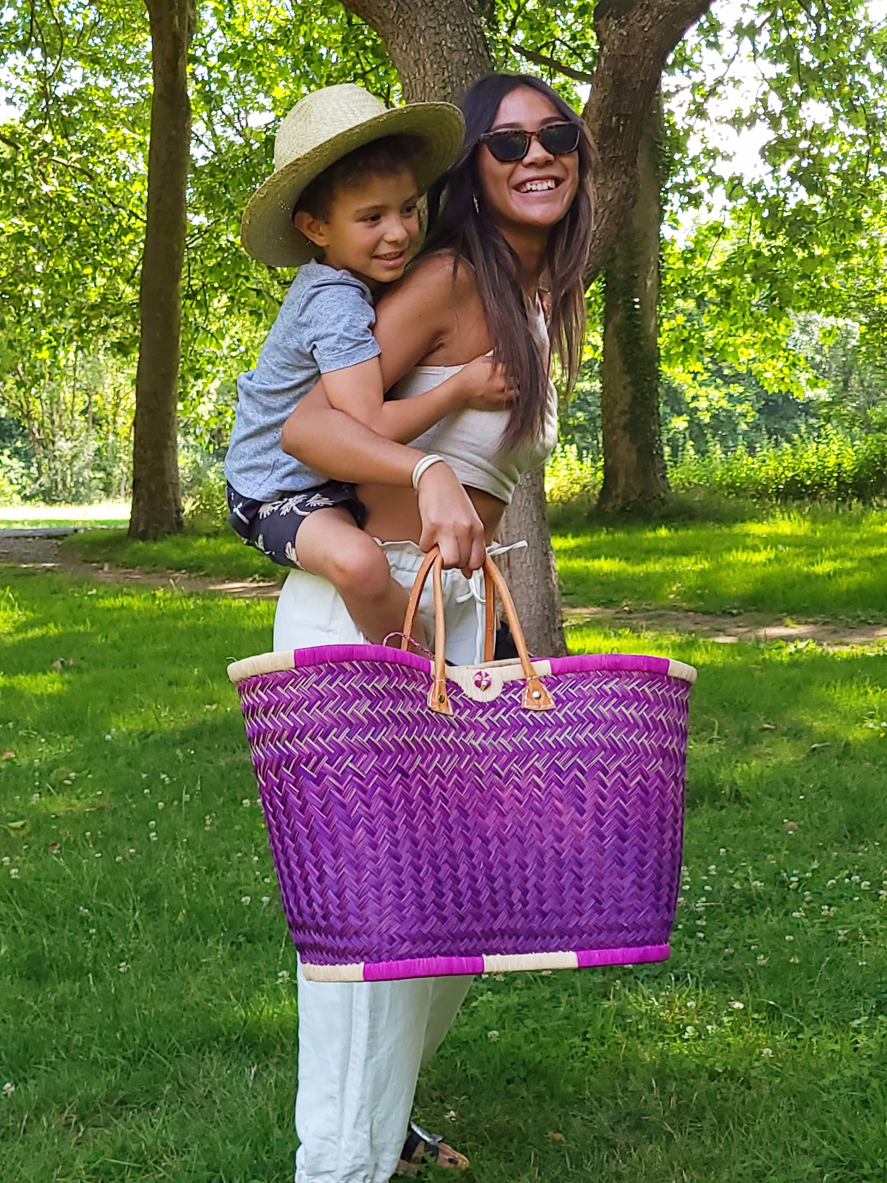 Nature et Fibre – wholesale Livsmedels-/Shoppingväska – Stor färgglad handvävd korg av halm, shoppingväska6