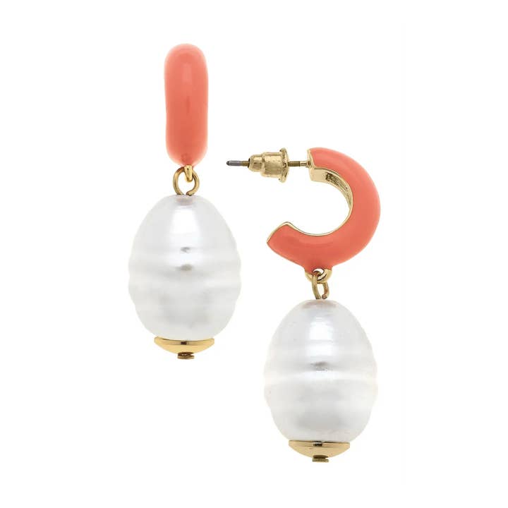 Canvas Style - Wholesale Hoop Earrings - Rhea Pearl Huggie Hoop Earrings