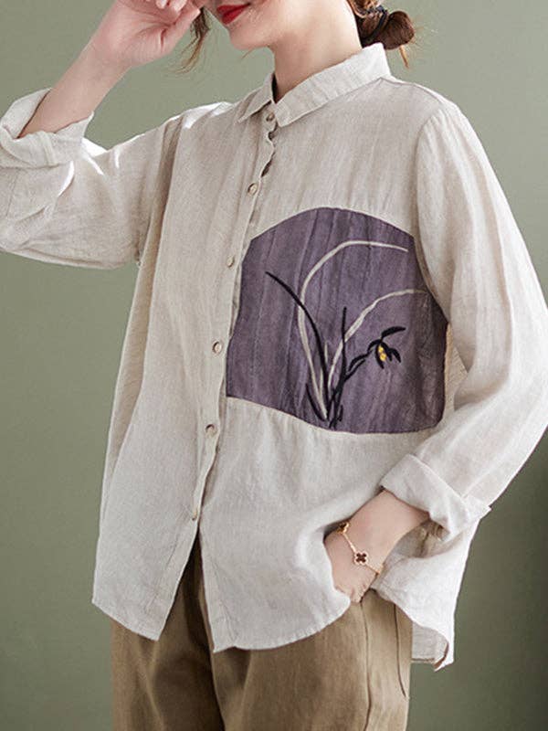 VividLux - Wholesale Overhemd met knopen - Dames - Vintage blouses en hemden met lange mouwen en losse geborduurde tops met reverskraag2