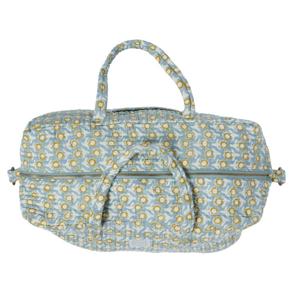 Bonheur du Jour – Großhandel Weekender-Tasche – Damen – Tasche Isha Blau – Große gesteppte Tasche mit indischem Blumenmuster1