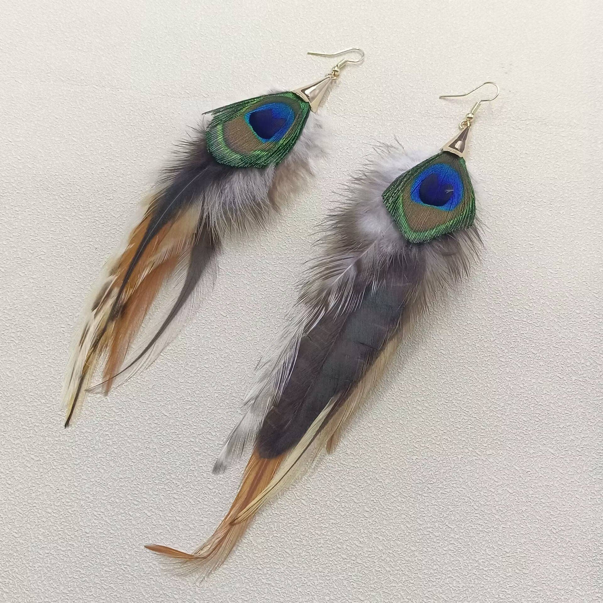 Mio Queena - Wholesale Dangle Earrings - Peacock Feather Dangle Earrings2