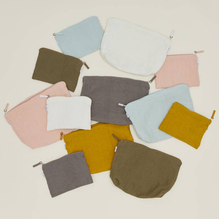 Hawkins New York - Wholesale Pouch - Women's - SIMPLE LINEN ZIPPER POUCHES - SKY5