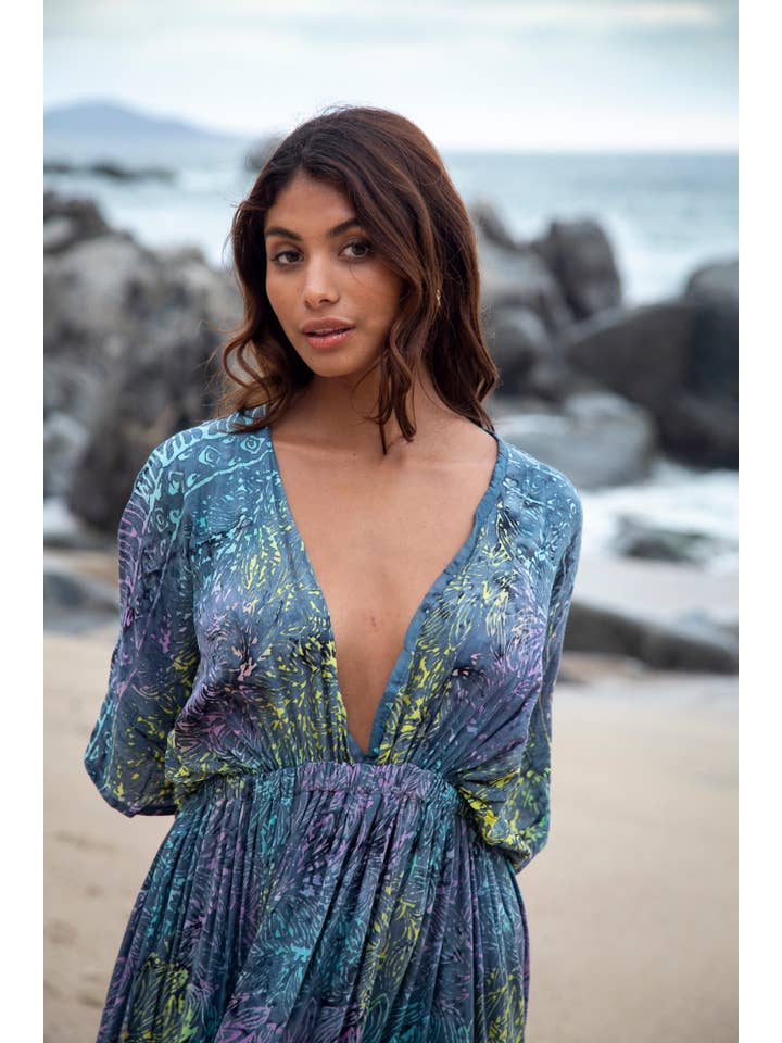 Bali Prema – wholesale Klänning - Dam – Sommar Maxi Klänning, Strandöverdrag Amy Kimono i Bahamas Grey Ra2