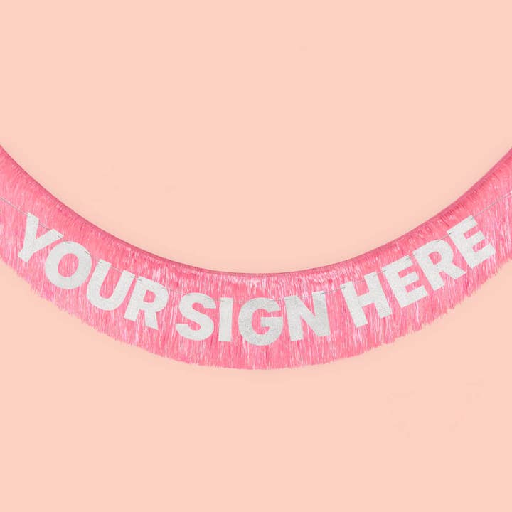 Petit Fetti - Wholesale Party Sign/Banner - Pink Fringe Party Banner, Birthday Party Supplies,Pink Décor1