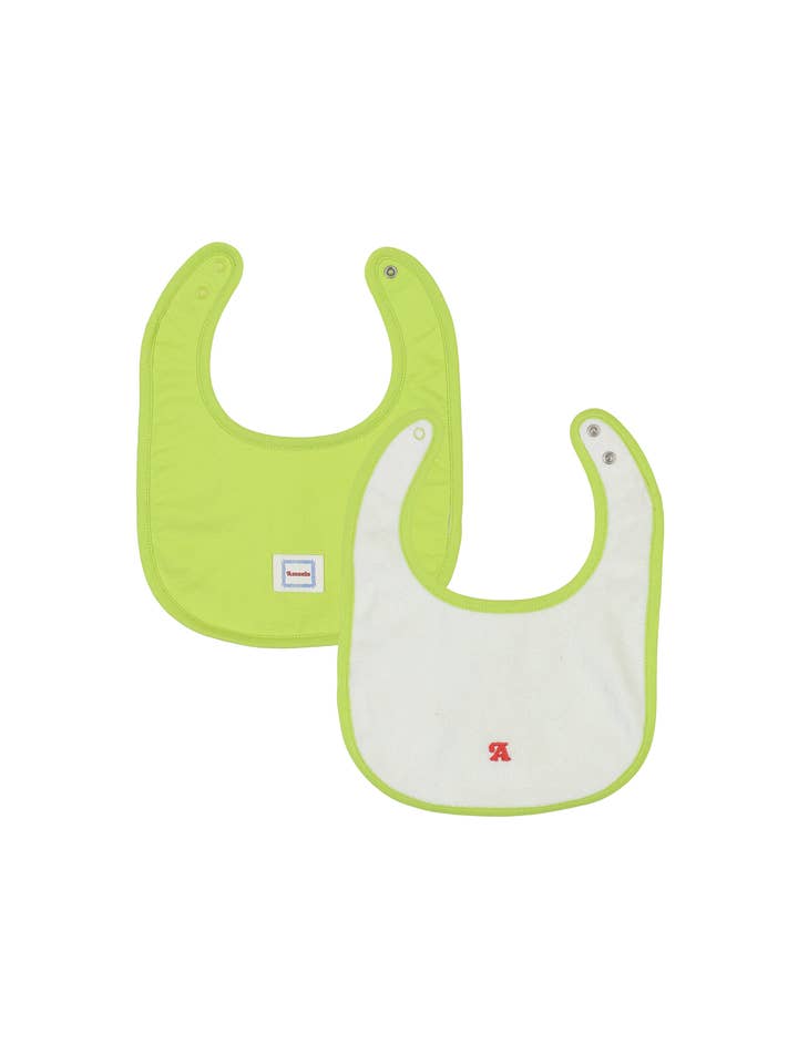 Joey Reversable Bib - Off White & Yellow Green for wholesale by Ameelo