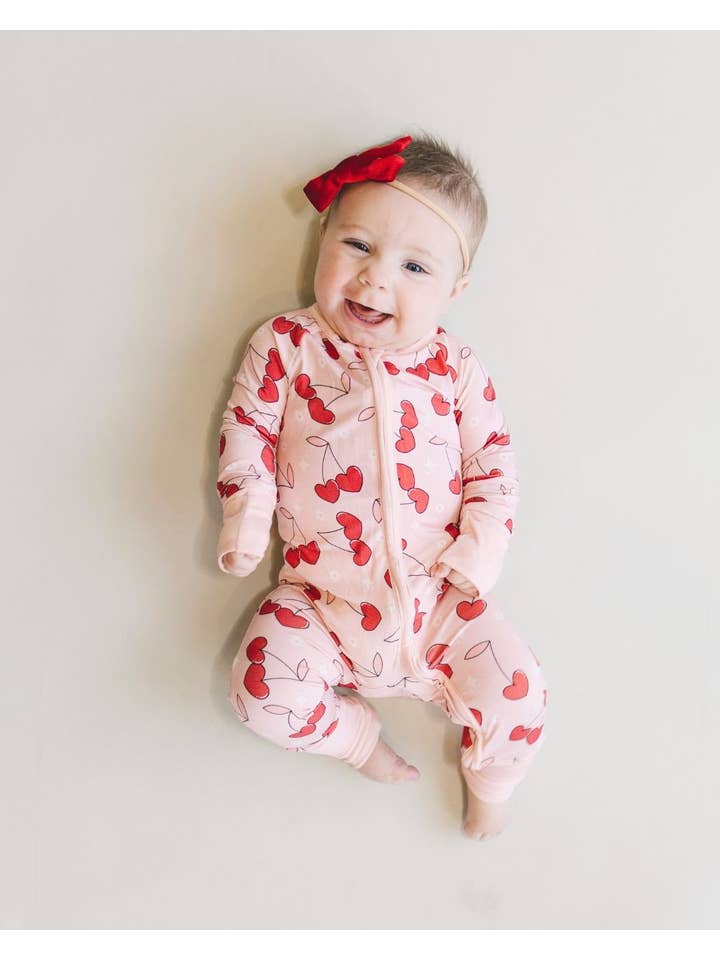 Lucky Panda Kids - Vendita all'ingrosso Tutina - Neonati - Tutina con zip per abbigliamento per bambini in bambù | Cherry Heart