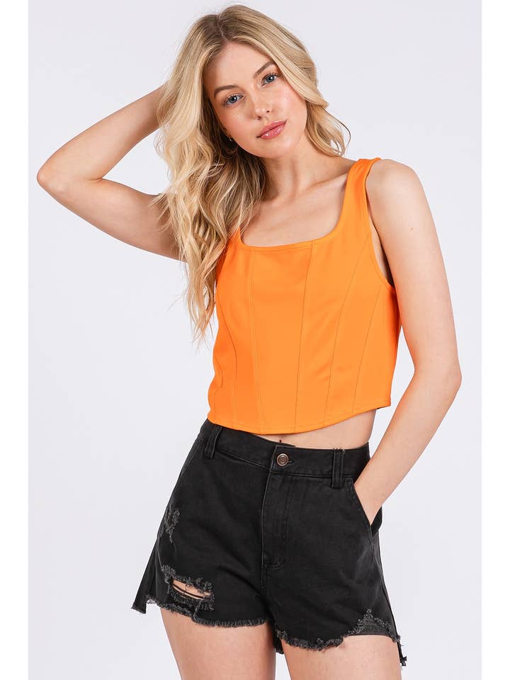 CORSET SEAM DETAIL CROP TANK TOP for wholesale by mittoshop