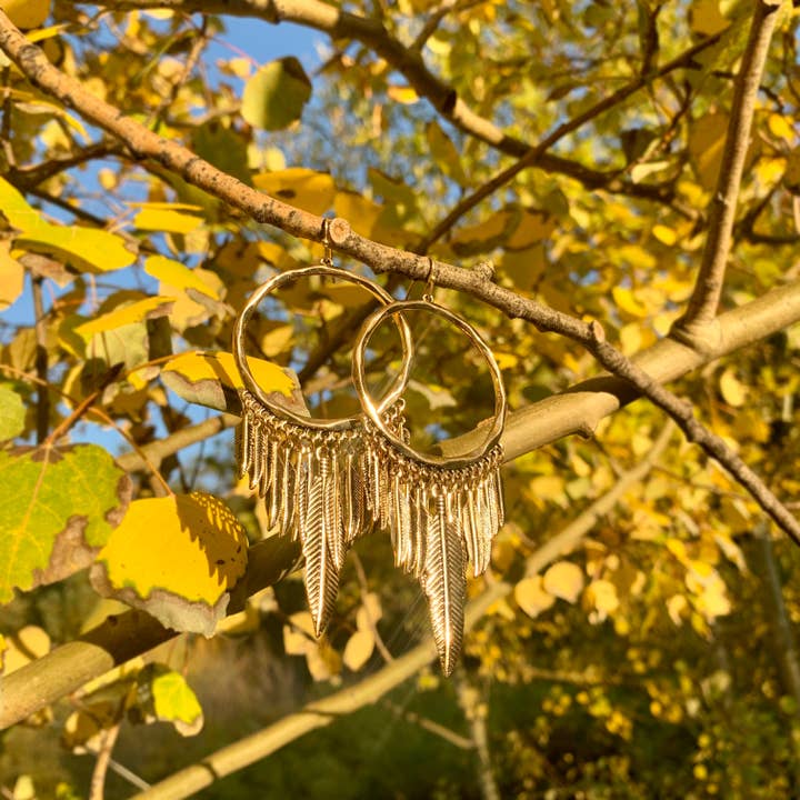 Hiouchi Jewels | Rose & Bolt Grateful Dead Jewelry - Wholesale Dangle Earrings - Birds of a Feather Hoop Earrings ~ Gold4