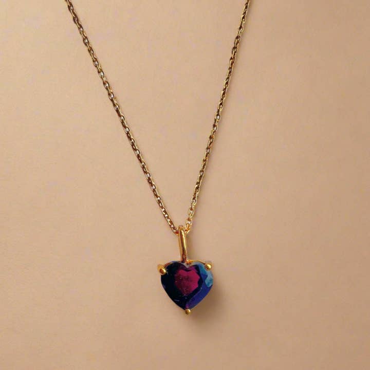 Gold Lunar - Wholesale Pendant/Charm Necklace - January Birthstone Chain Necklace Garnet 18k Gold Plated